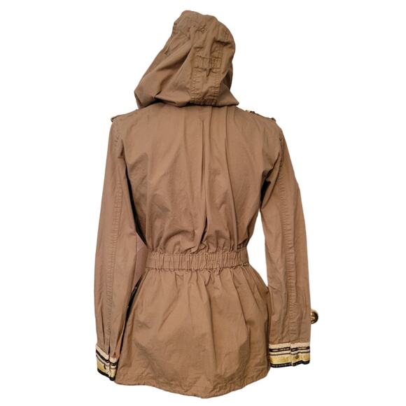 Anthropologie Willow & Clay Khaki Military Utility Hooded Jacket Womens Size S - Picture 2 of 10